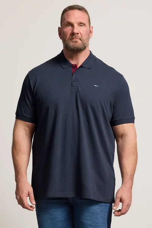 BadRhino Navy Blue & Red Contrast Polo Shirt - 4XL Image 1