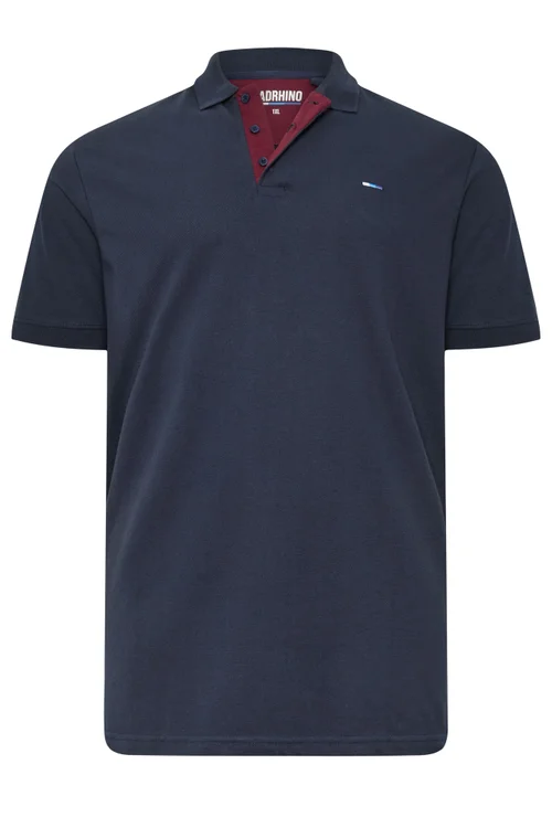 BadRhino Navy Blue & Red Contrast Polo Shirt - 4XL Image 5