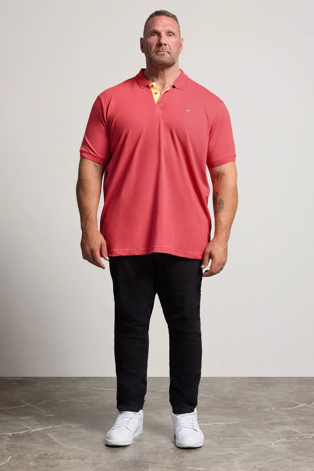BadRhino Pink & Yellow Contrast Short Sleeve Polo Shirt - XL Image 2