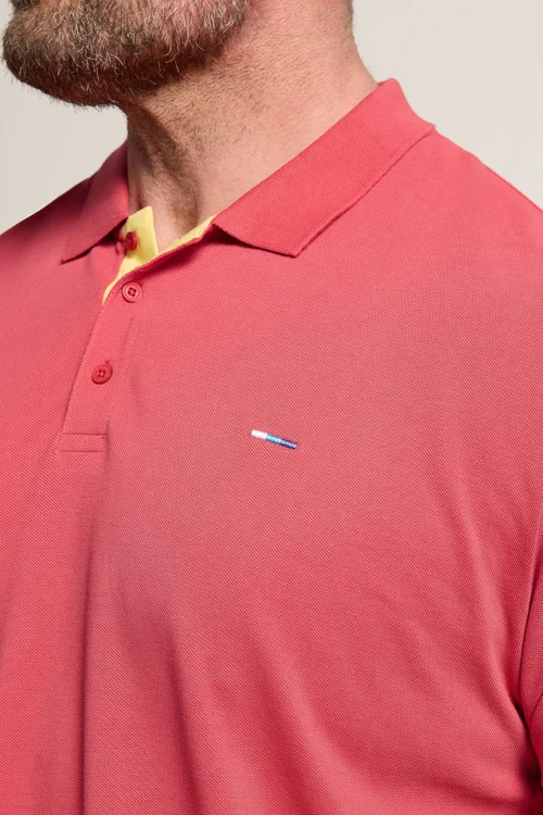 BadRhino Pink & Yellow Contrast Short Sleeve Polo Shirt - XL Image 4