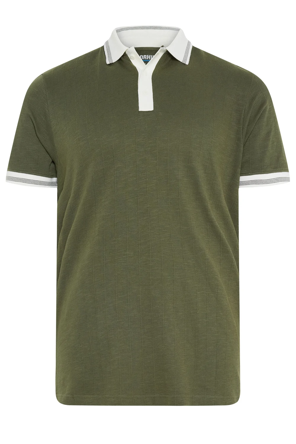 BadRhino Khaki Green Mini Check Polo Shirt - 5-6XL Image 5