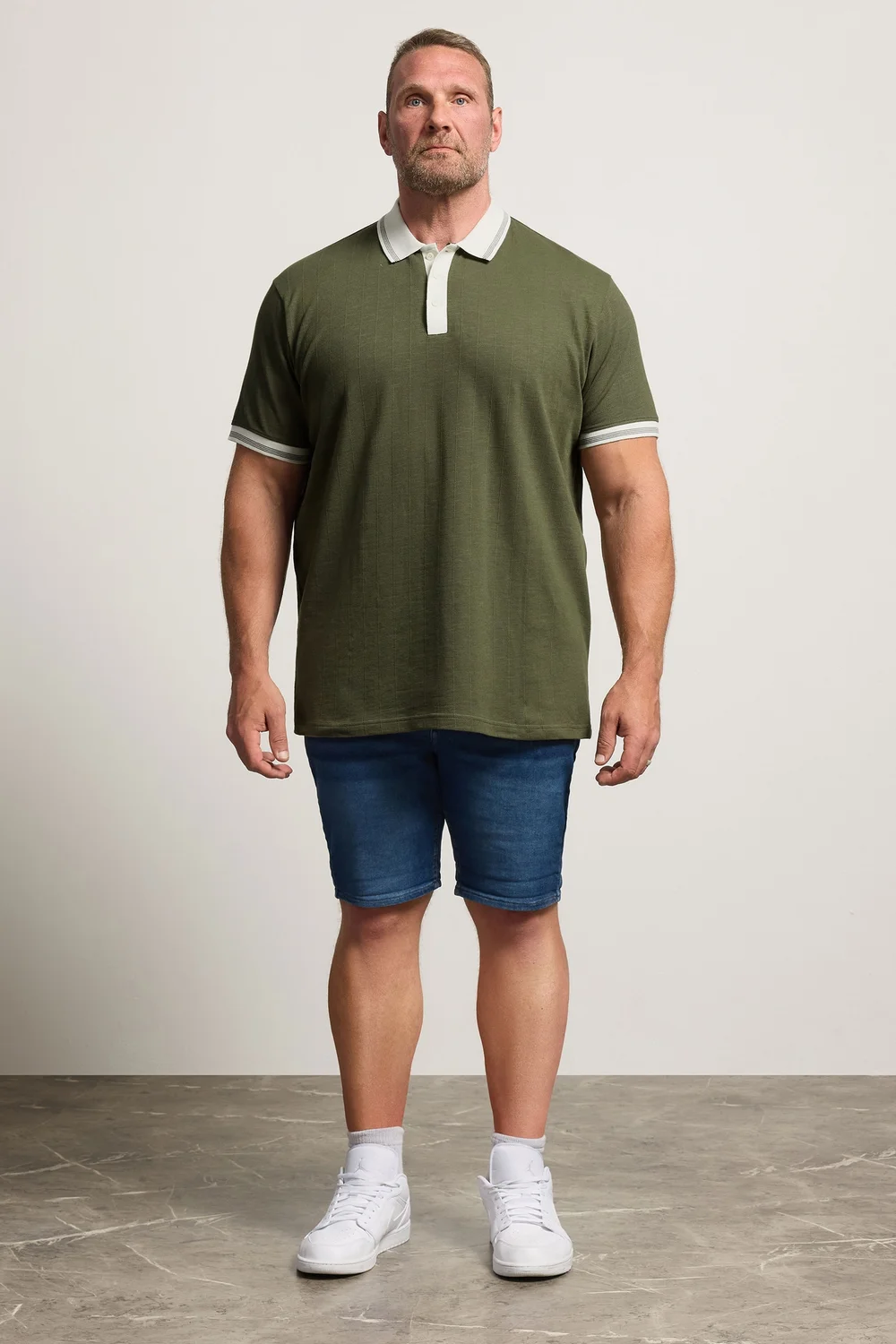 BadRhino Khaki Green Mini Check Polo Shirt - 5-6XL Image 2
