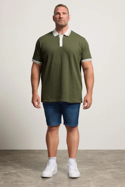 BadRhino Khaki Green Mini Check Polo Shirt - 5-6XL Image 2