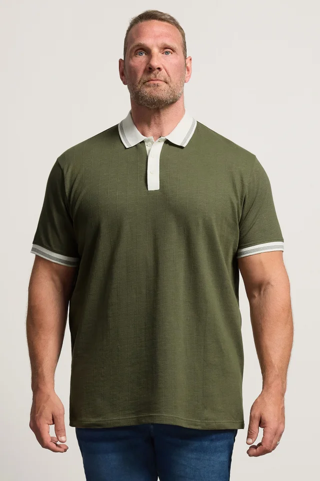 BadRhino Khaki Green Mini Check Polo Shirt