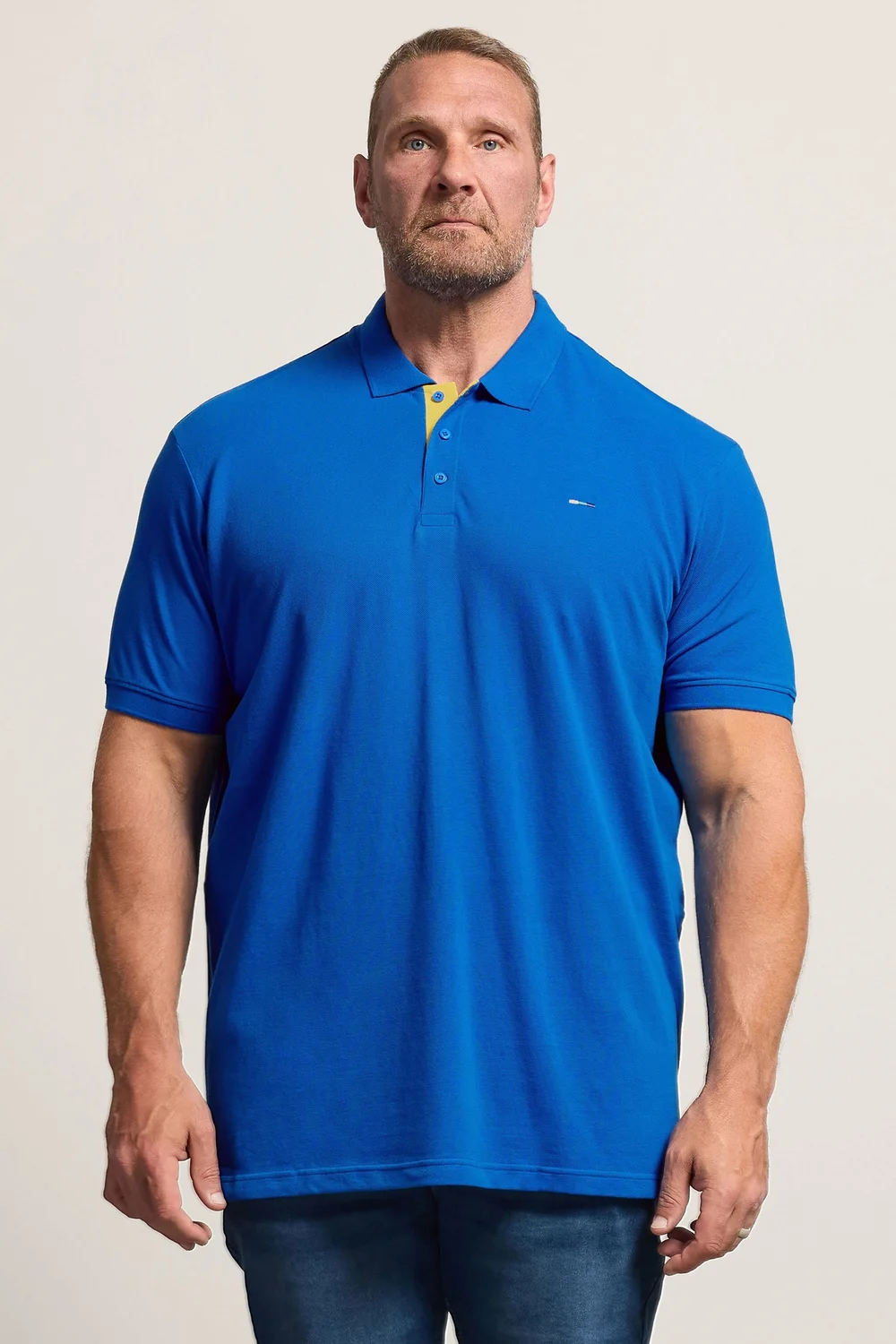 BadRhino Blue & Yellow Contrast Polo Shirt - 5-6XL Image 2