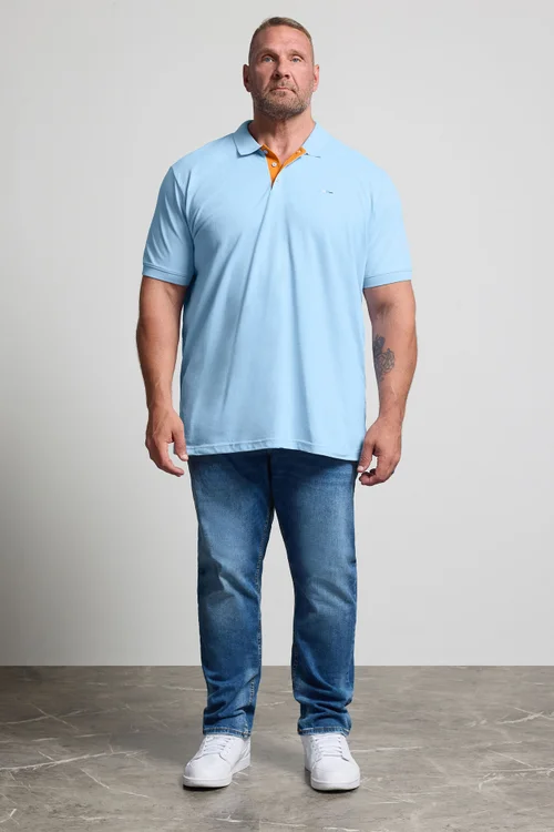 BadRhino Light Blue Contrast Short Sleeve Polo Shirt - 4XL Image 2