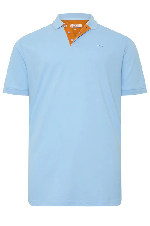 BadRhino Light Blue Contrast Short Sleeve Polo Shirt - 4XL Image 5
