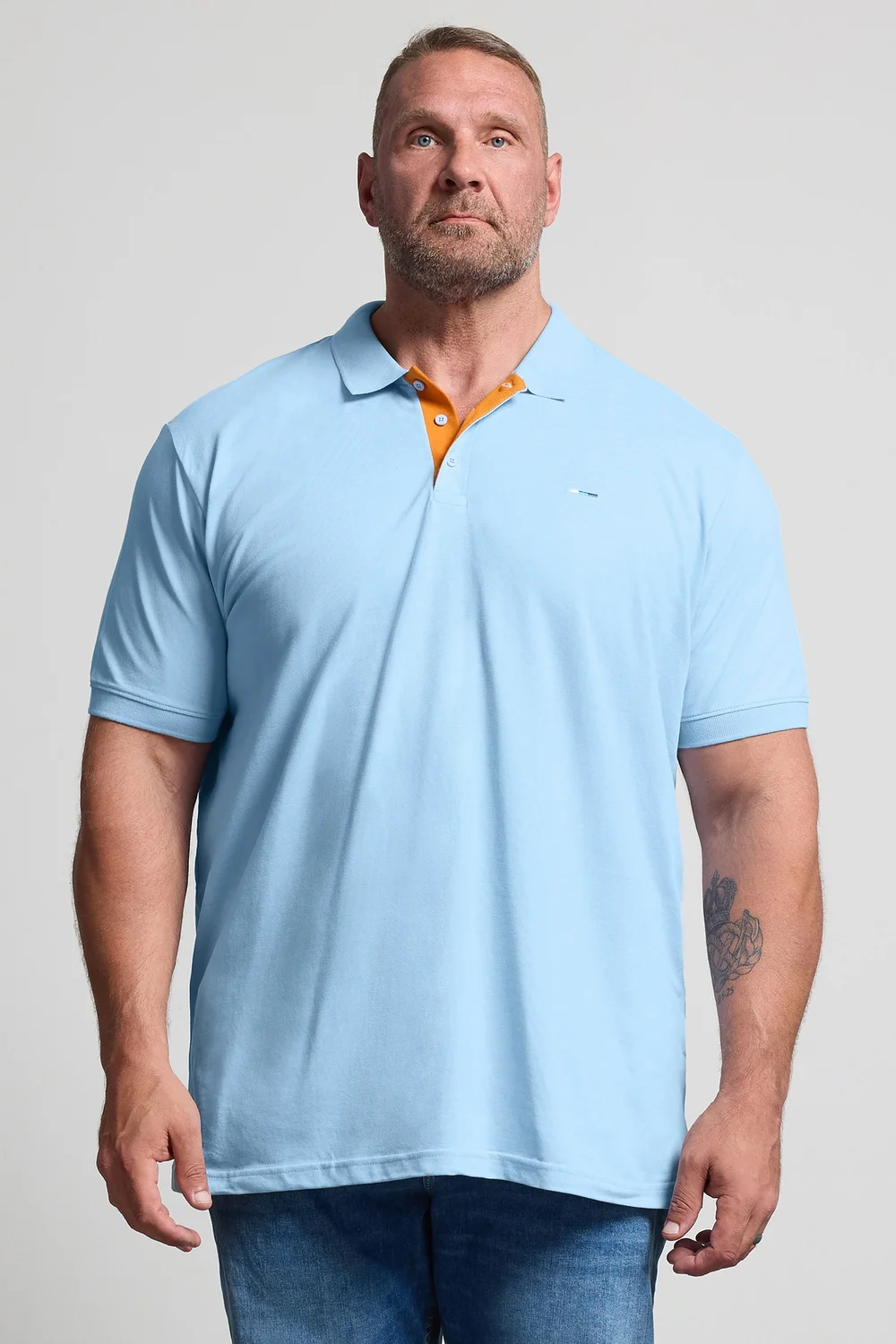BadRhino Light Blue Contrast Short Sleeve Polo Shirt - 4XL Image 1