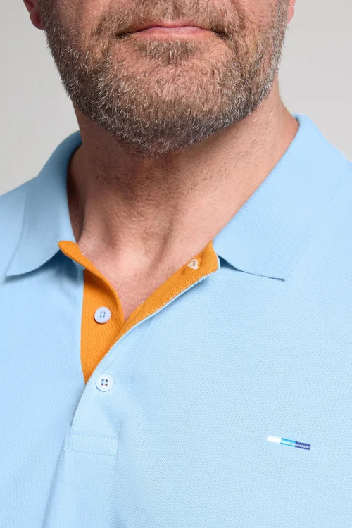 BadRhino Light Blue Contrast Short Sleeve Polo Shirt - 4XL Image 4