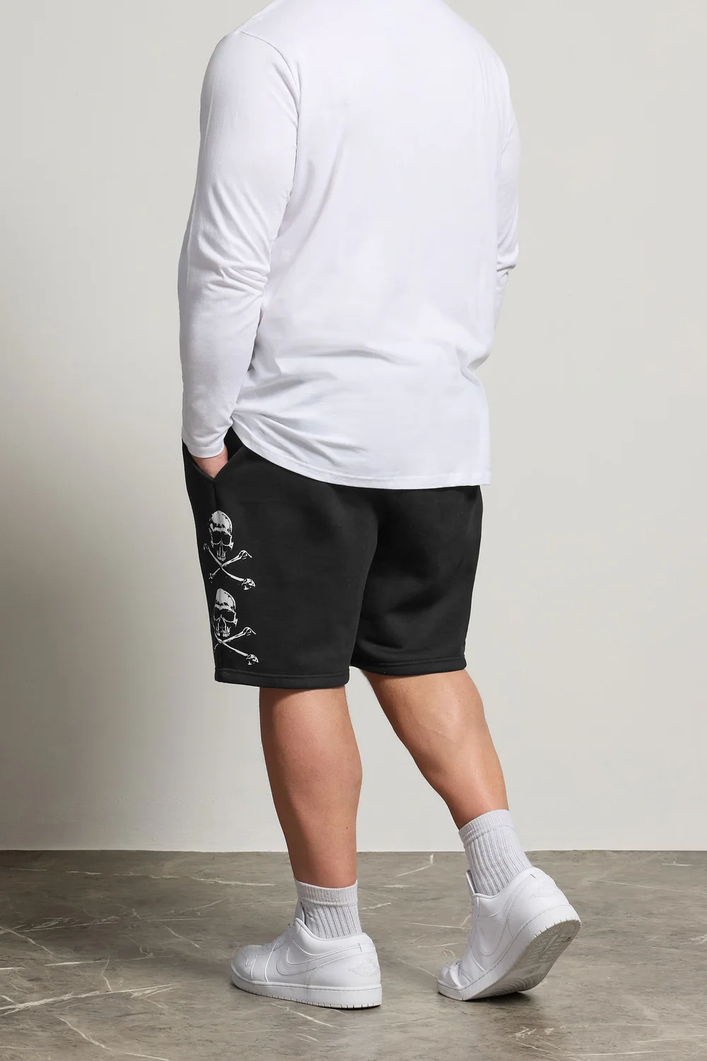 BadRhino Black Skull Printed Jogger Shorts - 5-6XL Image 1