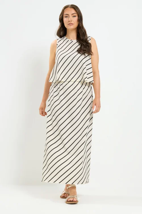 Yours Curve Cream Stripe Vest Top - 22-24 Image 2