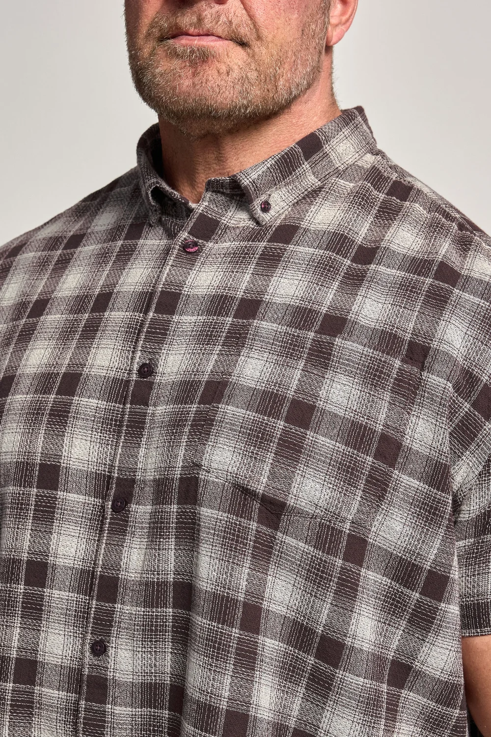 BadRhino Brown Check Stripe Short Sleeve Shirt - 3XL Image 4