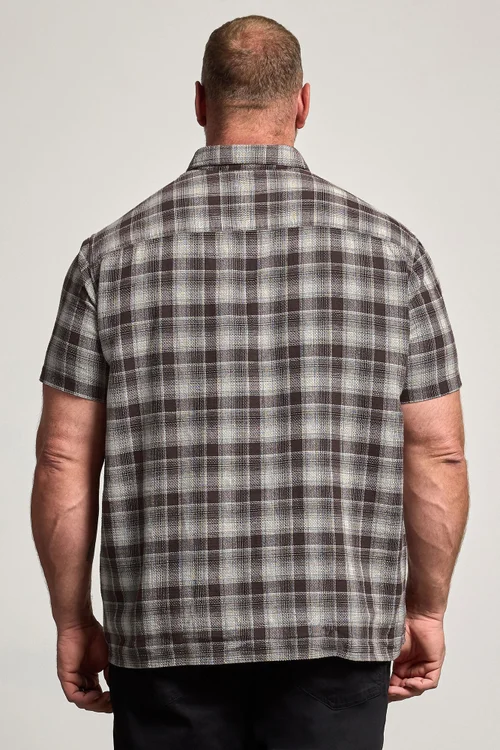 BadRhino Brown Check Stripe Short Sleeve Shirt - 3XL Image 3