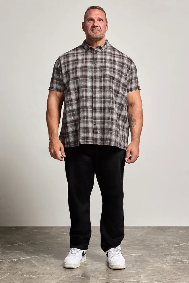 BadRhino Brown Check Stripe Short Sleeve Shirt