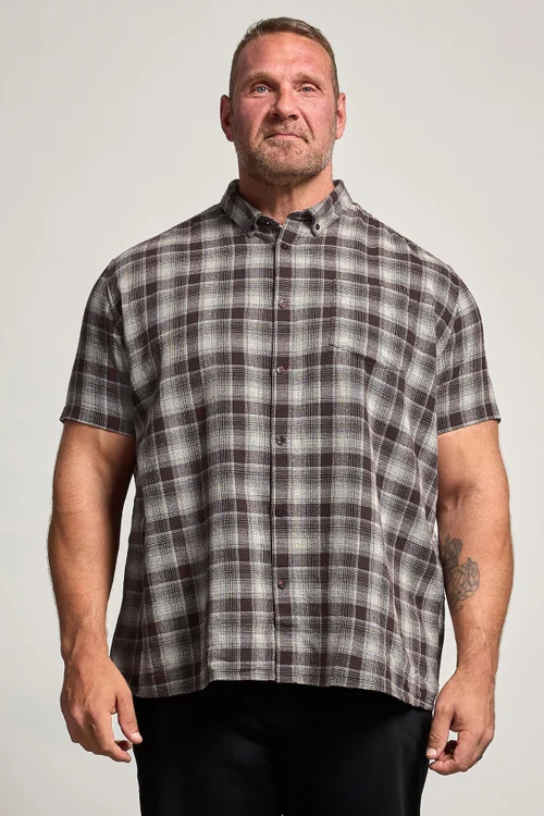BadRhino Brown Check Stripe Short Sleeve Shirt - 3XL Image 1