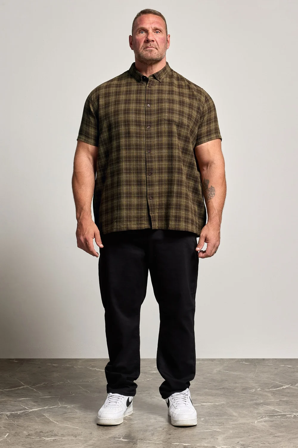 BadRhino Brown Check Stripe Short Sleeve Shirt - 3XL Image 2