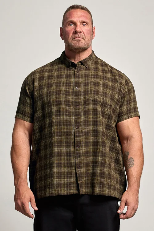 BadRhino Brown Check Stripe Short Sleeve Shirt - 3XL Image 1