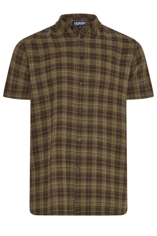 BadRhino Brown Check Stripe Short Sleeve Shirt - 3XL Image 5