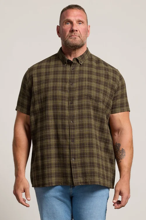BadRhino Brown Check Stripe Short Sleeve Shirt - 3XL Image 1