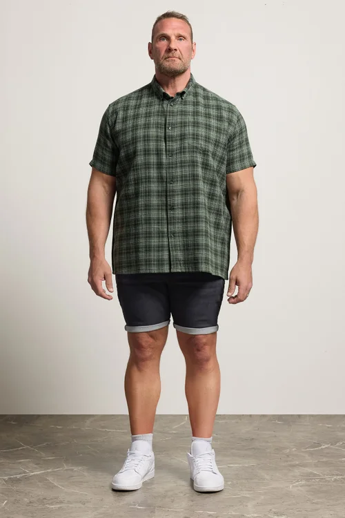 BadRhino Green Check Print Short Sleeve Shirt - 7-8XL Image 2