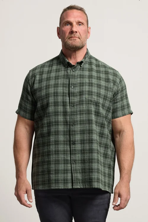 BadRhino Green Check Print Short Sleeve Shirt - 7-8XL Image 1