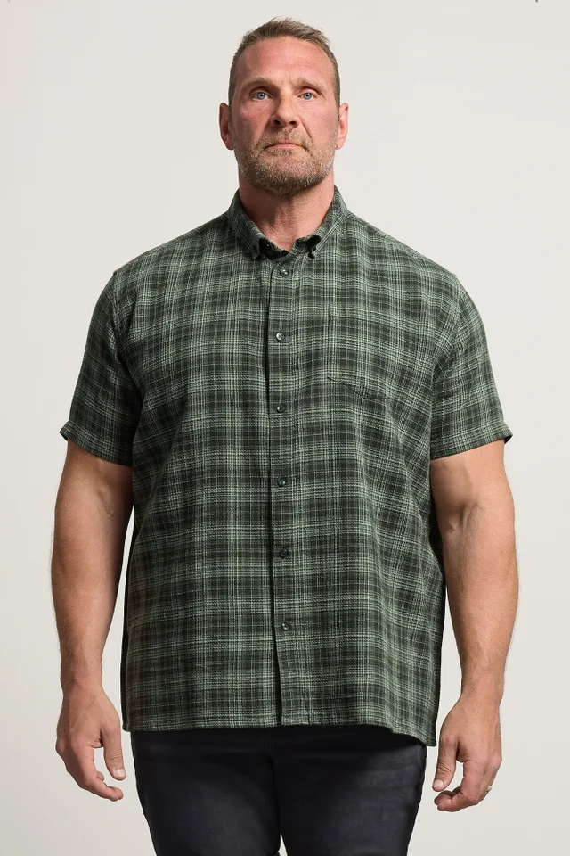 BadRhino Green Check Print Short Sleeve Shirt