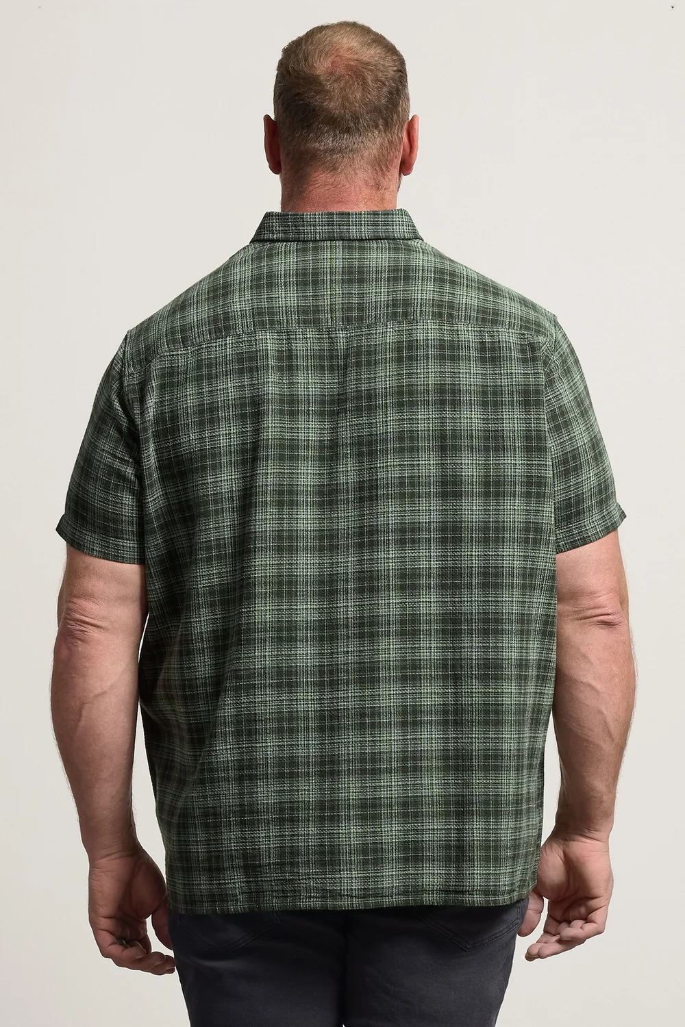 BadRhino Green Check Print Short Sleeve Shirt - 7-8XL Image 3