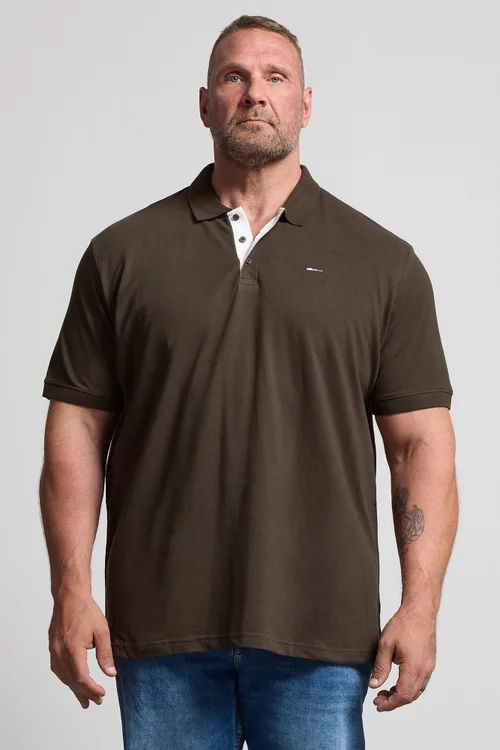 BadRhino Contrast Brown Short Sleeve Polo Shirt - 2XL Image 1