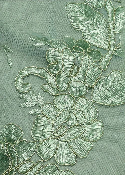 Goddiva Sage Green Scallop Edge Corset Back Structured Lace Mini Dress - 10 Image 5