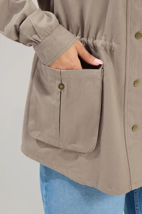 Yours Curve Natural Brown Carpenter Jacket - 30-32 Image 4