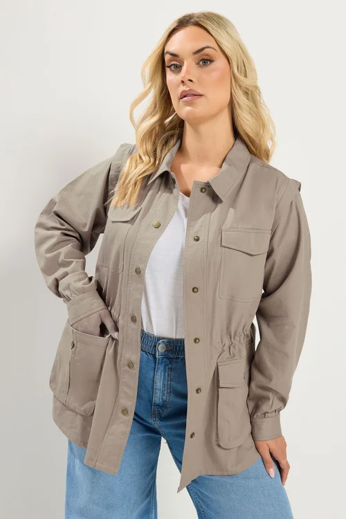 Yours Curve Natural Brown Carpenter Jacket - 30-32 Image 1