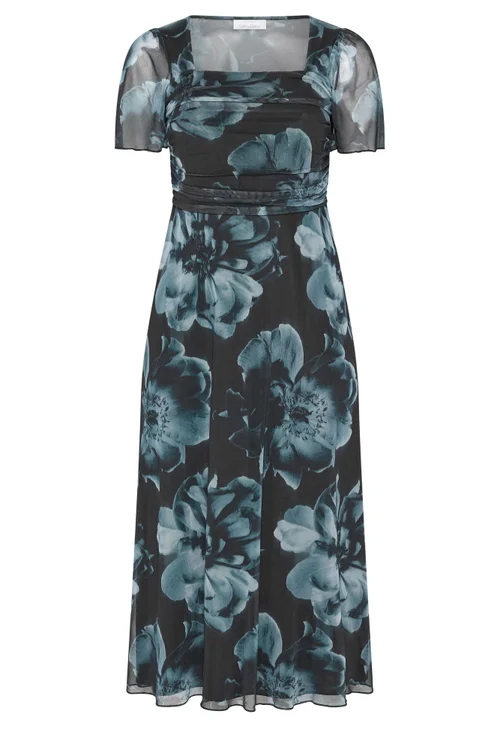 Yours London Curve Black Floral Square Neck Maxi Dress - 22 Image 5