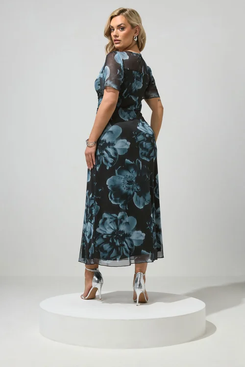 Yours London Curve Black Floral Square Neck Maxi Dress - 22 Image 3