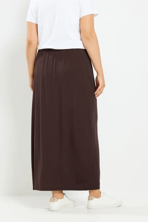 Yours Curve Chocolate Brown Maxi Tube Skirt - 24 Image 3
