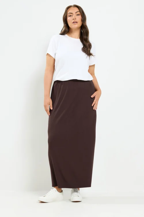Yours Curve Chocolate Brown Maxi Tube Skirt - 24 Image 2