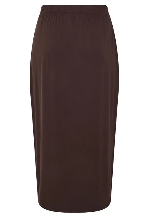 Yours Curve Chocolate Brown Maxi Tube Skirt - 24 Image 5