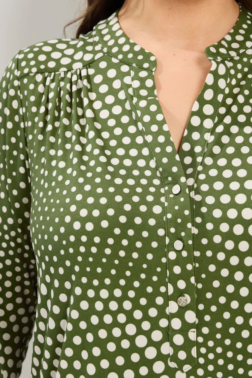 Yours Curve Green Polka Dot Half Placket Shirt - 20 Image 5