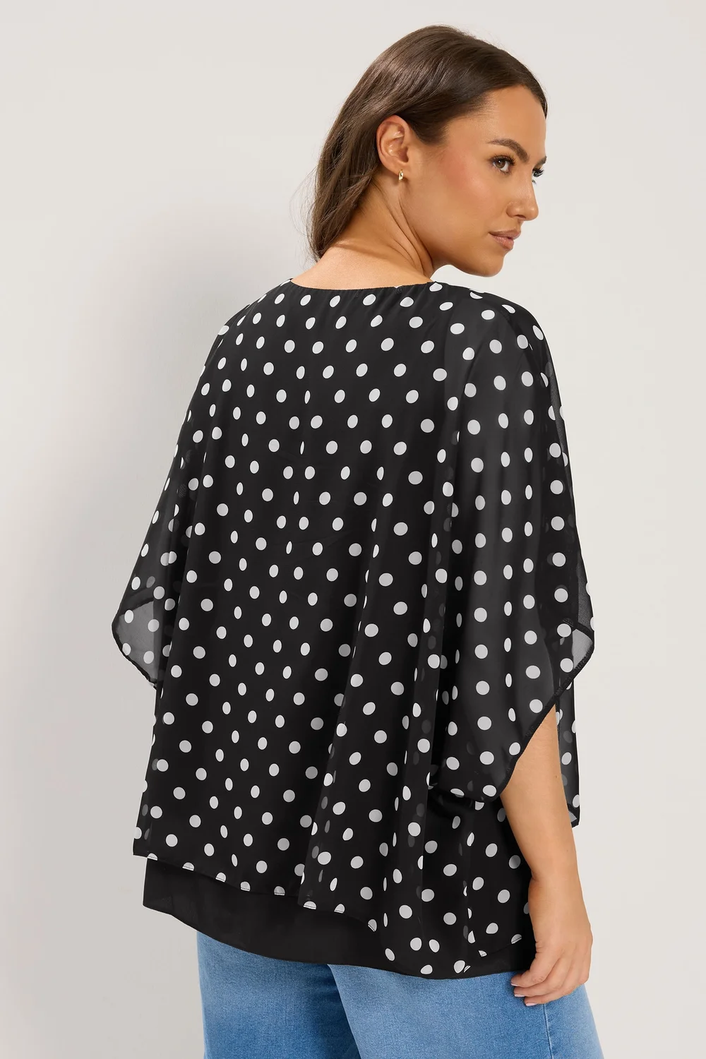 Yours Curve Black Polka Dot Double Layer Top - 16 Image 4
