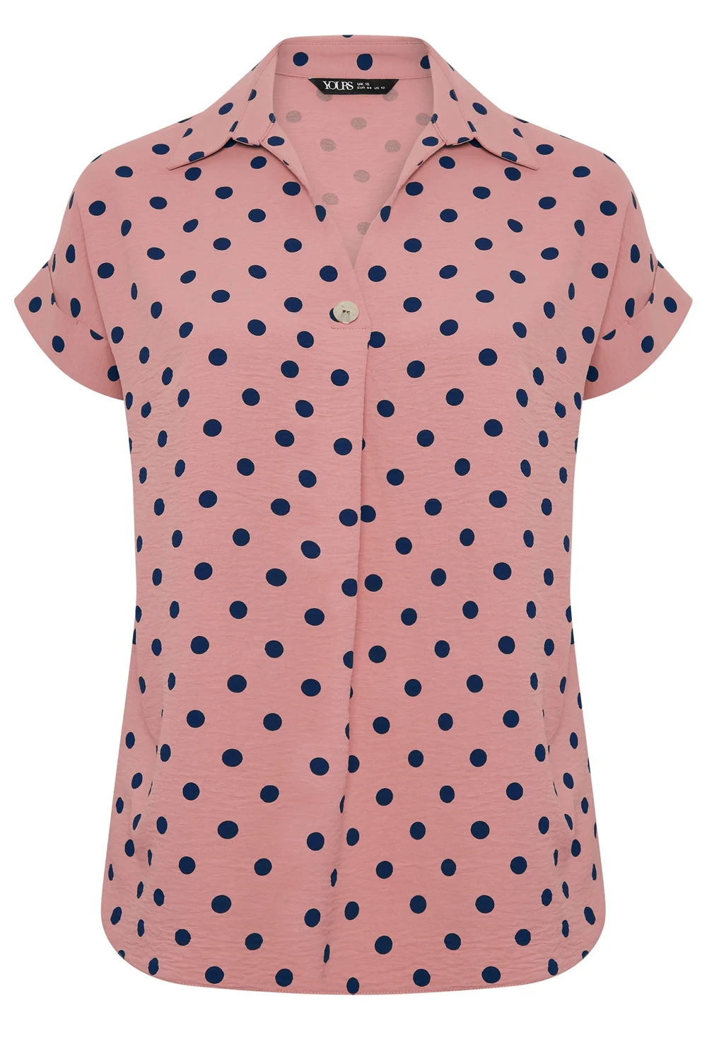 Yours Curve Pink Polka Dot Pleat Front Shirt - 26-28 Image 2