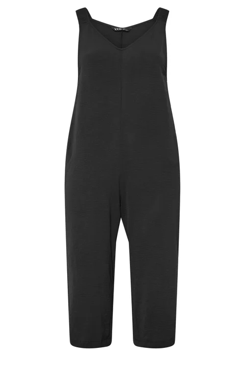 Yours Curve Black Loose Fit Dungarees - 22-24 Image 5