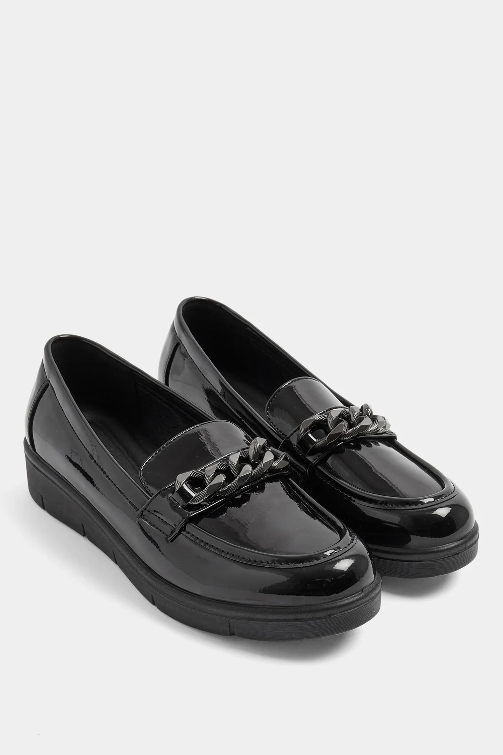 Yours Black Chain Detail Flatform Loafers In Wide E Fit - 5 Wide Image 2