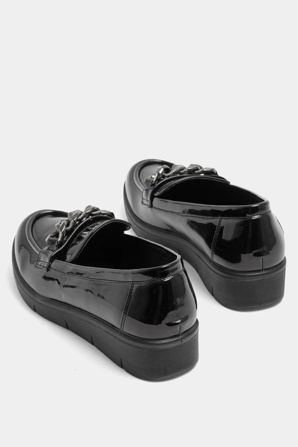 Yours Black Chain Detail Flatform Loafers In Wide E Fit - 5 Wide Image 5