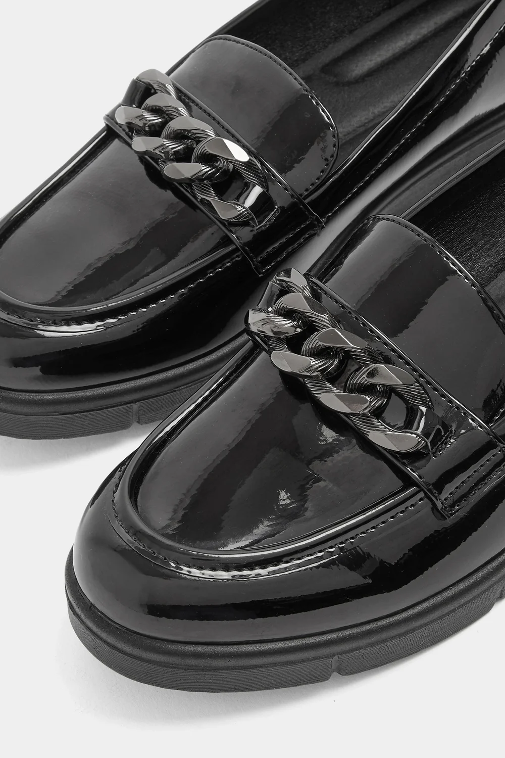 Yours Black Chain Detail Flatform Loafers In Wide E Fit - 5 Wide Image 4