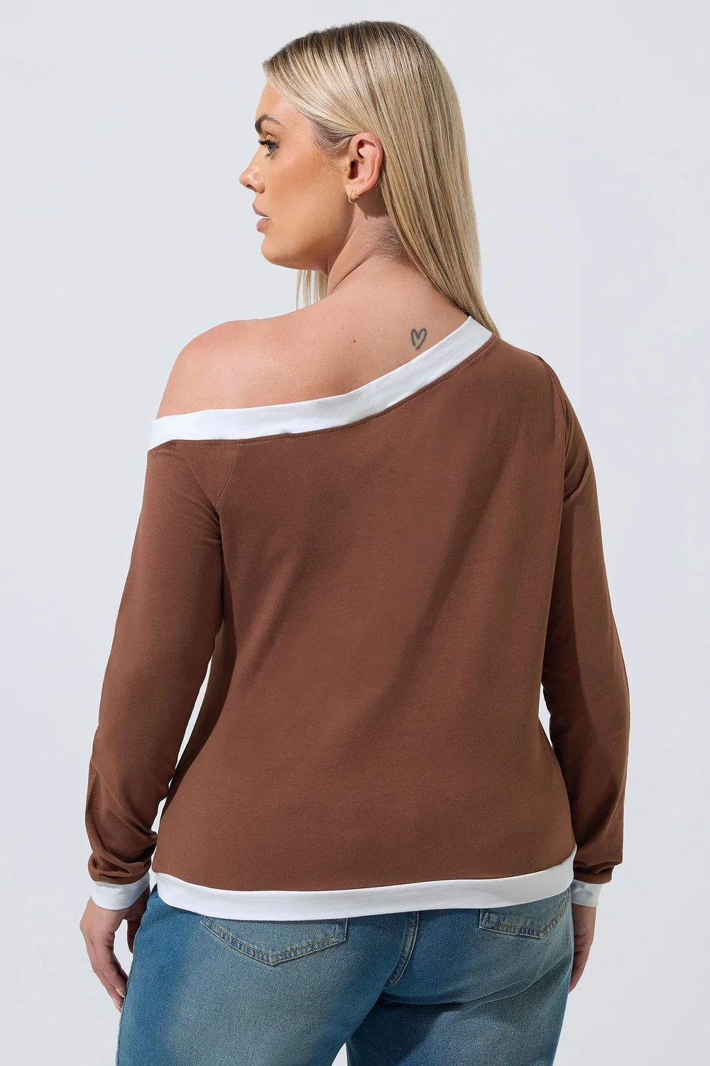 Yours Limited Collection Curve Chocolate Brown Contrast Off Shoulder Top - 18 Image 3