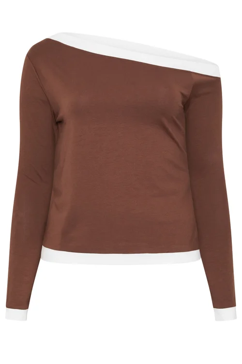 Yours Limited Collection Curve Chocolate Brown Contrast Off Shoulder Top - 18 Image 5