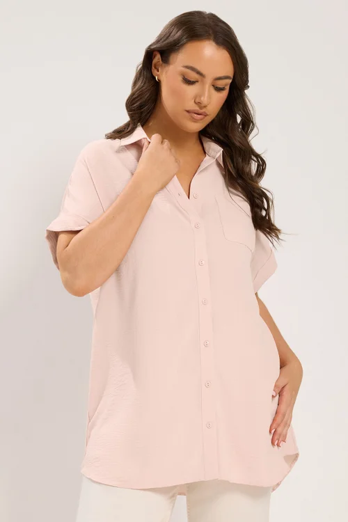 Yours Curve Pink Grown On Sleeve Shirt - 18 Image 1