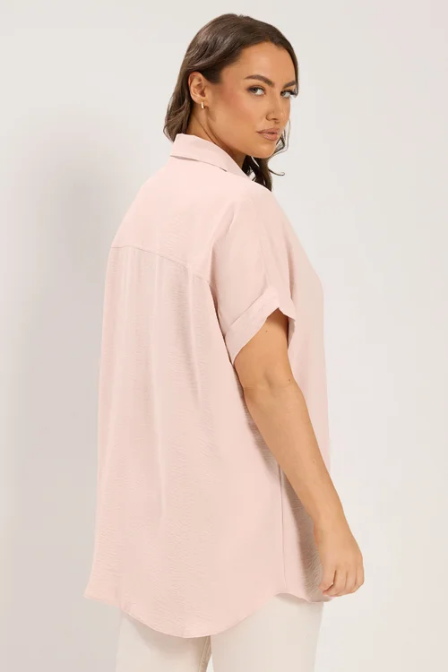 Yours Curve Pink Grown On Sleeve Shirt - 18 Image 3