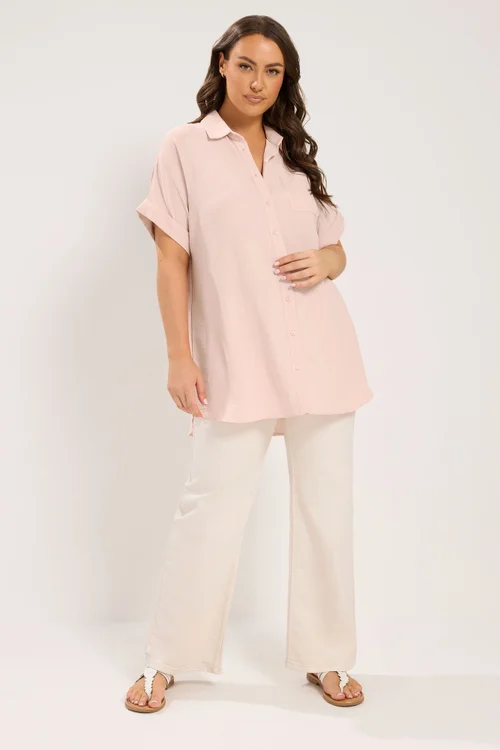 Yours Curve Pink Grown On Sleeve Shirt - 18 Image 2