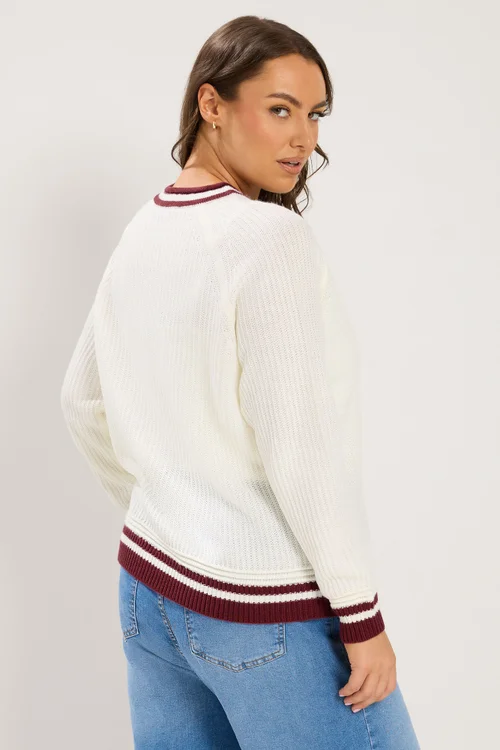 Yours Curve Ivory White Contrast Trim Cardigan - 22-24 Image 3
