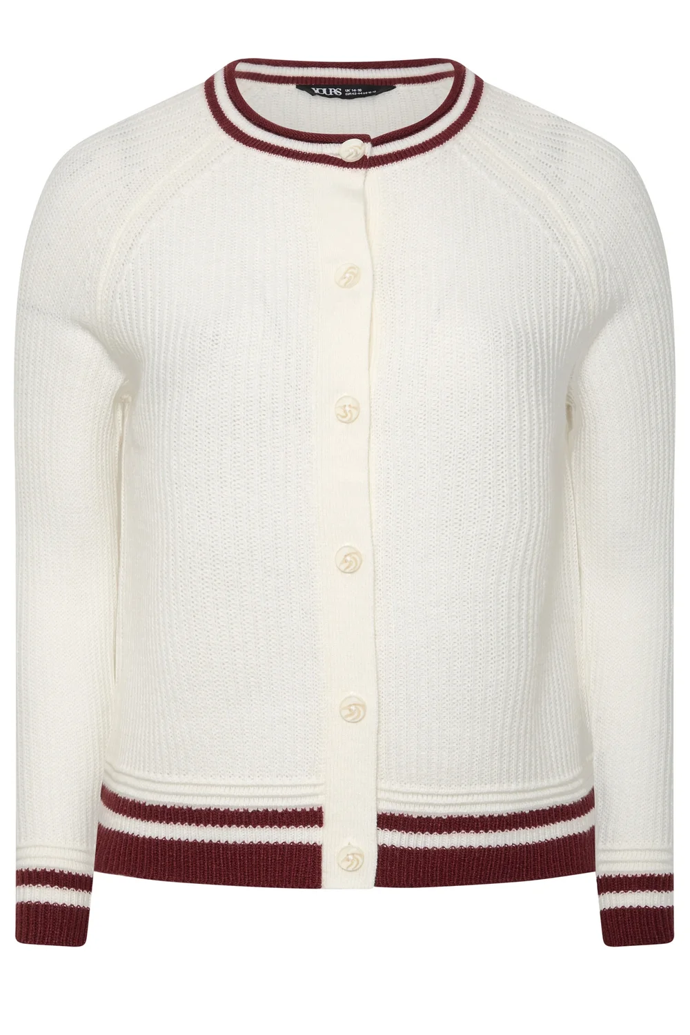 Yours Curve Ivory White Contrast Trim Cardigan - 22-24 Image 5